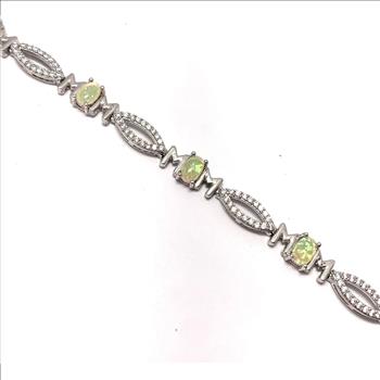 18k Gold Overlay 5.75ctw Opal & Diamonique Diamond Tennis Bracelet