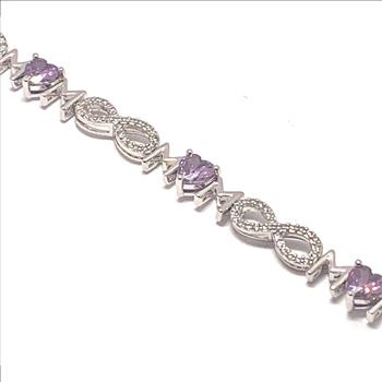 18k Gold Overlay 8.00ctw Amethyst & Diamonique Diamond  Tennis Bracelet