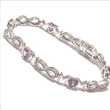 18k Gold Overlay 8.00ctw Amethyst & Diamonique Diamond  Tennis Bracelet