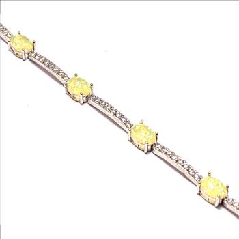 18k Gold Overlay 9.00ctw Opal & Diamonique Diamond Tennis Bracelet