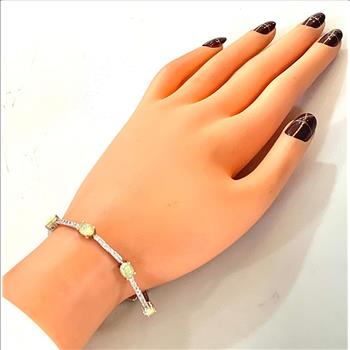 18k Gold Overlay 9.00ctw Opal & Diamonique Diamond Tennis Bracelet