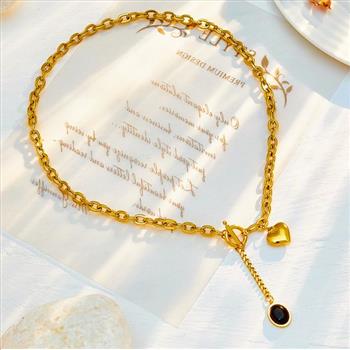 18k Gold Overlay Black Onyx Fancy Design Necklace