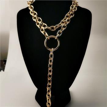 18K Gold Overlay  Double Chain Necklace