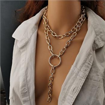 18K Gold Overlay  Double Chain Necklace