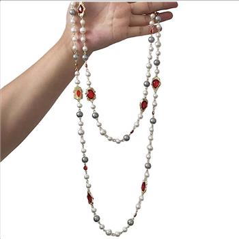 18K Gold Overlay Golden Topaz & White Pearl 28