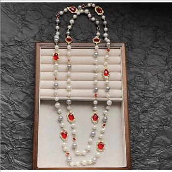 18K Gold Overlay Golden Topaz & White Pearl 28