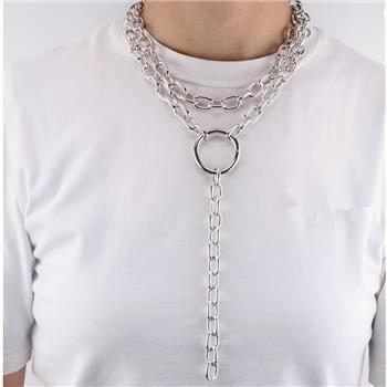 18K Gold Overlay Modern Design Double Chaine Necklace