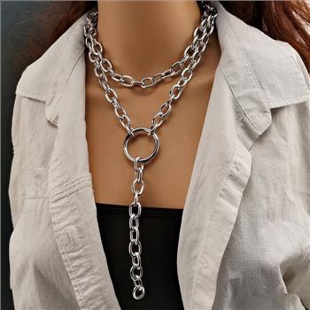 18K Gold Overlay Modern Design Double Chaine Necklace