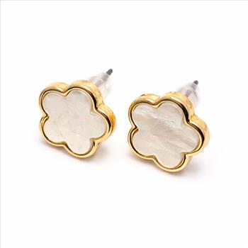 18K Gold Overlay White Enamel Necklace. Bracelet & Earrings Set