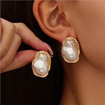 18K Gold Overlay  White Mother Of Pearl Necklace, Bracelet, Ring & Earring Set