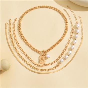 18K Gold Overlay White Pear Necklace