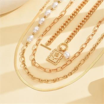 18K Gold Overlay White Pear Necklace