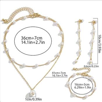 18K Gold Overlay White Pearls 3 Necklaces in 1