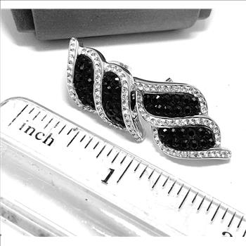 18k White Gold & Fine Jewelry Bronze  2.00ctw  Black & White Crystal Earrings