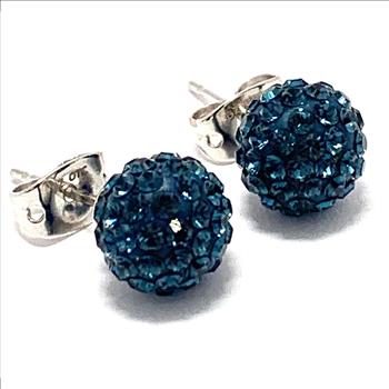 18k White Gold & Fine Jewelry Bronze 8.00ctw Blue Crystal Necklace & Stud Earrings Set