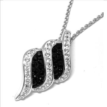 18k White Gold & Jewelry Bronze 2.00ctw Black & White Crystal  Necklace