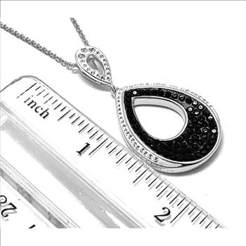 18k White Gold & Jewelry Bronze 2.00ctw Black & White Crystal Necklace