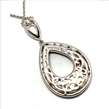 18k White Gold & Jewelry Bronze 2.00ctw Blue & White Crystal  Necklace