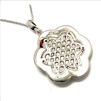 18k White Gold & Jewelry Bronze 3.00ctw Blue & White Crystal Necklace