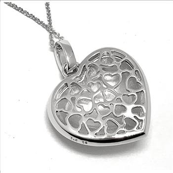 18k White Gold & Jewelry Bronze 3.00ctw White Crystal  Heart Necklace