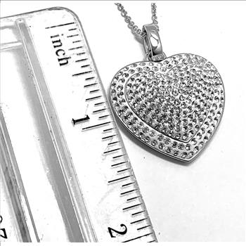 18k White Gold & Jewelry Bronze 3.00ctw White Crystal  Heart Necklace