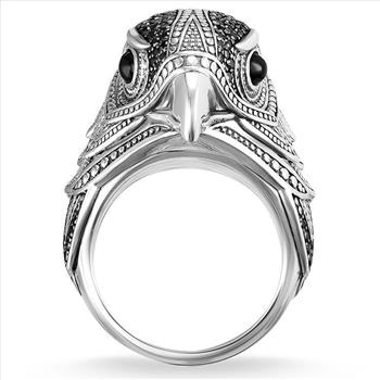 18K White Gold Over EAGLE Unisex Ring SZ10