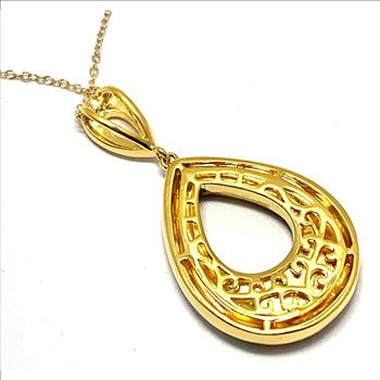 18k Yellow Gold & Jewelry Bronze 2.00ctw Cognac  & White Crystal  Necklace