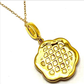 18k Yellow Gold & Jewelry Bronze 2.00ctw Coqniac & White Crystal  Necklace