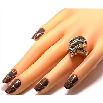 18k Yellow Gold & Jewelry Bronze 3.00ctw Cognac & White Natural Crystal   Ring