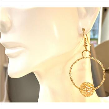18K Yellow Gold Overlay 1” in Diameter Hoop Earrings