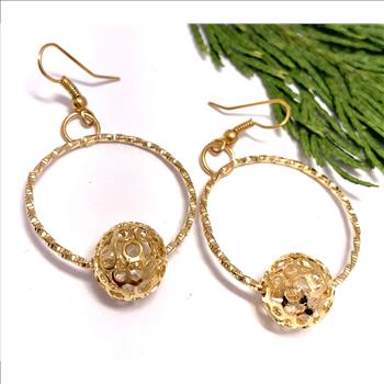 18K Yellow Gold Overlay 1” in Diameter Hoop Earrings