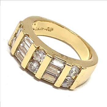 18k Yellow Gold Overlay 1.00ctw Diamonique Diamond Wedding Anniversary Ring