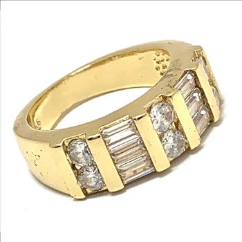 18k Yellow Gold Overlay 1.00ctw Diamonique Diamond Wedding Anniversary Ring