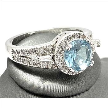 1.90ctw AAA+ grade Light Blue and White Cubic Zirconia CZ Ring Size 7