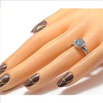 1.90ctw AAA+ grade Light Blue and White Cubic Zirconia CZ Ring Size 7