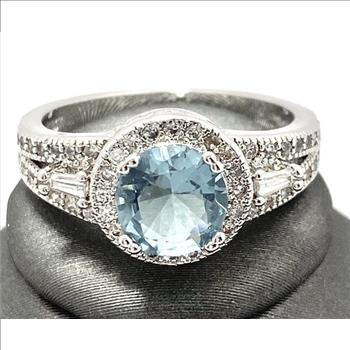 1.90ctw AAA+ grade Light Blue and White Cubic Zirconia CZ Ring Size 7