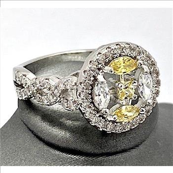 1.90ctw AAA grade Yellow & White CZ Ring