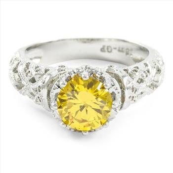 1.90CTW  Yellow & White Topaz 14K Gold Overlay Ring Sz 7 – 4.5g