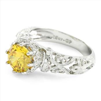 1.90CTW  Yellow & White Topaz 18k Gold Overlay Ring Sz 7 – 4.5g