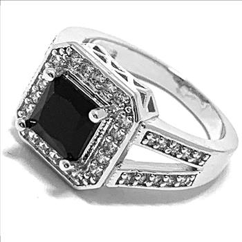 $199 Retail 3.50ctw Black Spinel & Diamonique Diamond Ring Size 7
