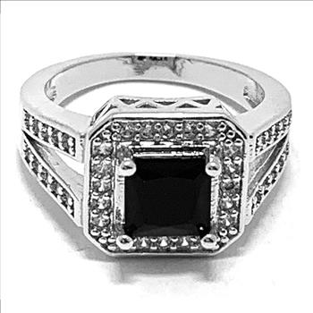 $199 Retail 3.50ctw Black Spinel & Diamonique Diamond Ring Size 7