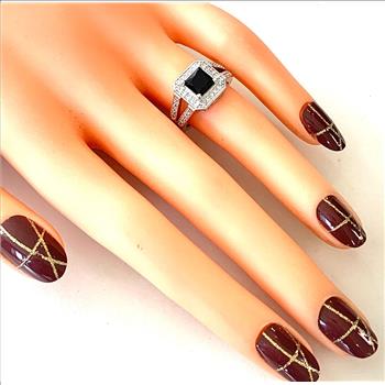 $199 Retail 3.50ctw Black Spinel & Diamonique Diamond Ring Size 7