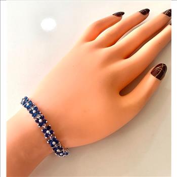 $199 Retail 9.50ctw Round Brilliant Sapphire 7” Tennis Bracelet