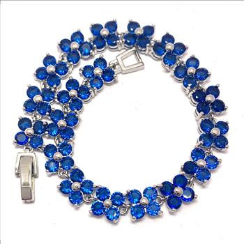 $199 Retail 9.50ctw Round Brilliant Sapphire 7” Tennis Bracelet