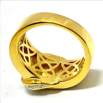 2.00 ctw Cognac & White Italian Natural Natural Crystal Buckle Ring