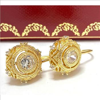 2.00 CTW Diamonique Diamons 18K Yellow Gold Plated Earrings