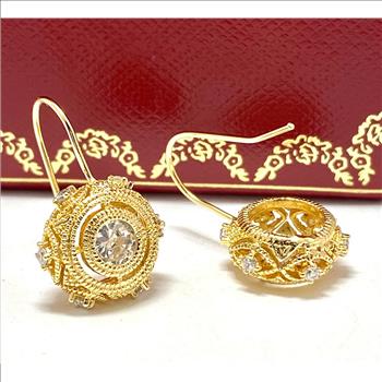 2.00 CTW Diamonique Diamons 18K Yellow Gold Plated Earrings