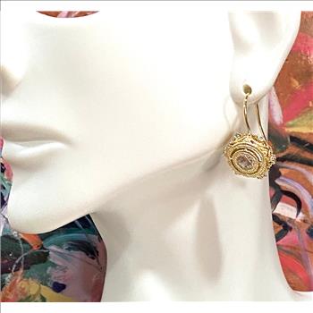 2.00 CTW Diamonique Diamons 18K Yellow Gold Plated Earrings