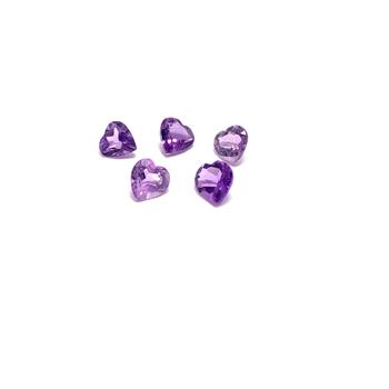 2.00 ctw Lot of Matching Natural Brazilian Untreated Heart Shape Amethyst Gemstones