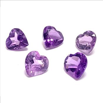 2.00 ctw Lot of Matching Natural Brazilian Untreated Heart Shape Amethyst Gemstones